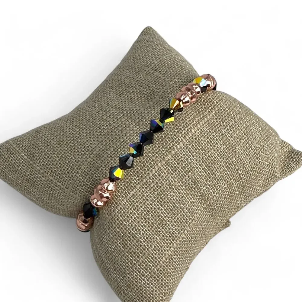 Alex and Ani Rose Gold Joy Swarovski Crystal Beaded Bangle Bracelet